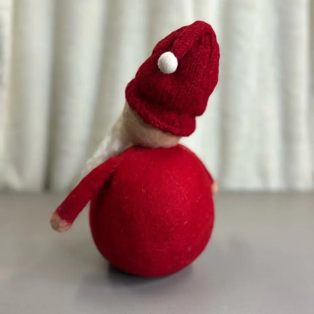 Pottery Barn Felt Santa Claus Plush Holiday Christmas Decor Round Figurine NEW